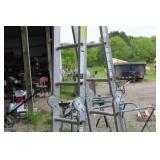 Set of 2 Aluminum Extension Ladders and 1 Wooden Step Ladder