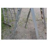 Set of 2 Aluminum Extension Ladders and 1 Wooden Step Ladder