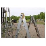 Set of 2 Aluminum Extension Ladders and 1 Wooden Step Ladder