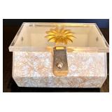 Vintage Lucite Box Purse with Floral Design Handle