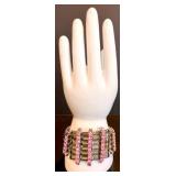 Vintage Pink Rhinestone Bracelet with Silver-Tone Setting