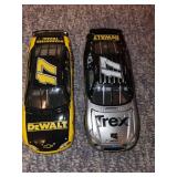 Set of 2 NASCAR Collectible Model Cars with Dewalt and Trex Designs