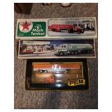 Collection of Diecast Toy Trucks: Texaco, Hess, and PEM Models