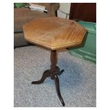 Vintage Octagonal Wood Side Table
