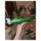 Set of 4 Diecast Model Cars Including Dodge Daytona, Convertible, Camaro, and Hooters Race Car