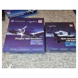 Set of 2 Vintage Die-Cast Model Airplanes: North American F-86 Sabre & Douglas SBD Dauntless