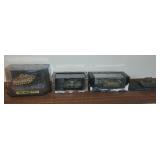 Collection of 4 Die-Cast Model Tanks with Display Cases