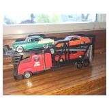 Collection of Die-Cast Model Vehicles, Including Tow Truck and Car Carrier