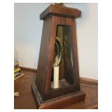 Vintage Wooden Table Lamp with Burlap Shade