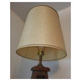 Vintage Wooden Table Lamp with Burlap Shade
