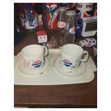 Vintage Pepsi-Cola Memorabilia Collection with Glassware and Toy Trucks