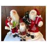 Set of 3 Christmas Santa Clauses with Decor and Gift Accents