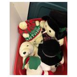 Collection of Vintage 1988 Christmas Plush Polar Bears and Snowman