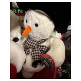 Collection of Vintage 1988 Christmas Plush Polar Bears and Snowman