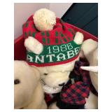 Collection of Vintage 1988 Christmas Plush Polar Bears and Snowman