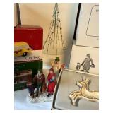 Assorted Vintage Christmas Village Accessories and Figurines