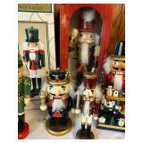 Collection of 10 Nutcracker Figurines Including Soldiers, Santa, and Reindeer
