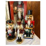 Collection of 10 Nutcracker Figurines Including Soldiers, Santa, and Reindeer