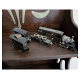 Vintage Miniature Train Set with 5 Metal Train Cars