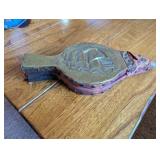 Vintage Brass and Leather Fireplace Bellows with Nautical Ship Design