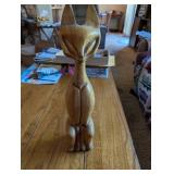 Hand-Carved Wooden Cat Sculpture