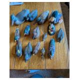 Collection of 13+ Carved Wooden Duck Figurines