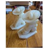 Pair of Carved Alabaster Bookends in Traditional Design