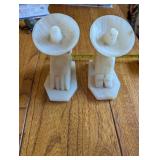 Pair of Carved Alabaster Bookends in Traditional Design
