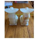 Pair of Carved Alabaster Bookends in Traditional Design
