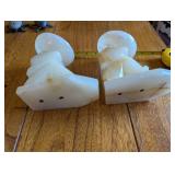 Pair of Carved Alabaster Bookends in Traditional Design