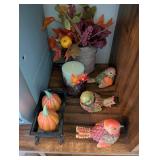 Autumn Decor Collection with Ceramic Pumpkins and Birds