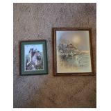 Set of 2 Framed Artwork Pieces with Landscape and Castle Themes