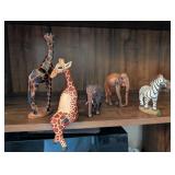 Set of 5 Handcrafted Wooden Animal Figurines