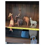 Set of 5 Handcrafted Wooden Animal Figurines