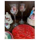 Vintage Decor Collection with Porcelain Figurine, Glassware, and Plates