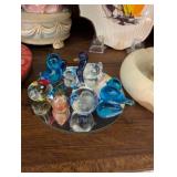 Vintage Decor Collection with Porcelain Figurine, Glassware, and Plates