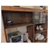 Vintage Wooden Entertainment Center with Glass Doors - Contents not included