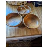 Vintage Margaret Studios Lazy Susan Wooden Bowl Set