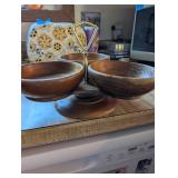 Vintage Margaret Studios Lazy Susan Wooden Bowl Set