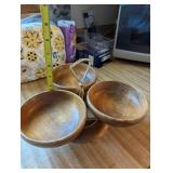 Vintage Margaret Studios Lazy Susan Wooden Bowl Set
