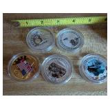 Set of 5 Commemorative Silver Coins with Historical Themes