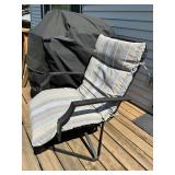 Striped Outdoor Patio Rocking Chair with Metal Frame