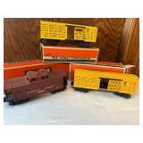 Lionel Lines 6427 Caboose and 6656 Stock Cars with Original Boxes