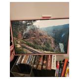 Lot of Train Books, Magazines, VHS Tapes, and Model Train