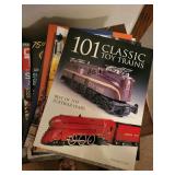 Lot of Train Books, Magazines, VHS Tapes, and Model Train
