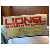 Lionel O and 027 Gauge Train Cars - Burlington Caboose & Railway Express Reefer