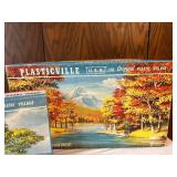 Vintage Plasticville U.S.A. Train Station, Shade Trees and Autumn Tree Assortment