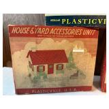 Vintage Plasticville U.S.A. Model Kits - House, Fire House, and Turnpike Interchange