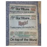 Collection of Vintage 1987 Minnesota Twins Newspapers