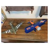 Set of 2 Model Airplanes with Vintage Military and Racing Designs